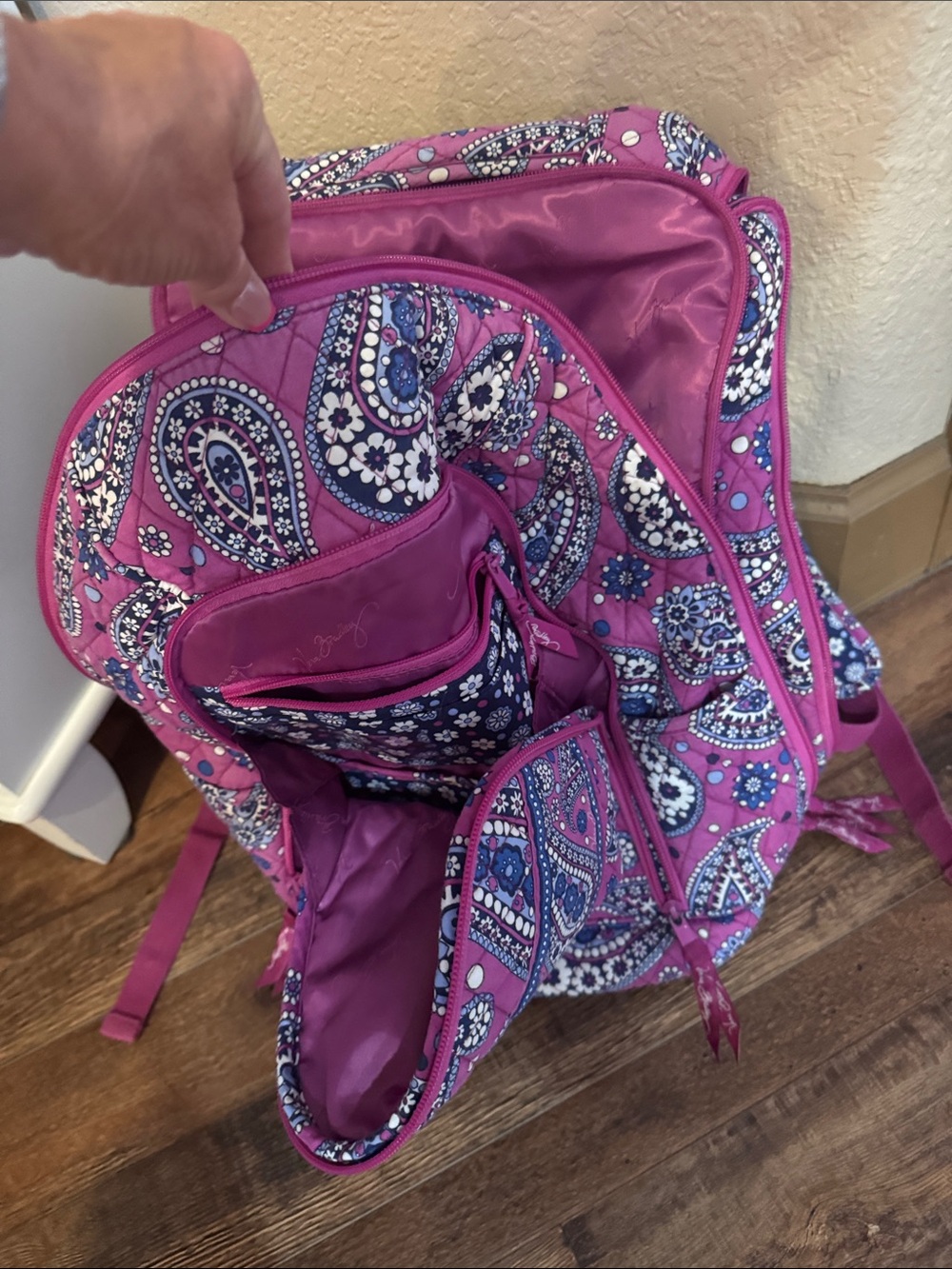 Vera Bradley Quilted Paisley Pink Backpack - Stylish Women’s Bag - Picture 11 of 12